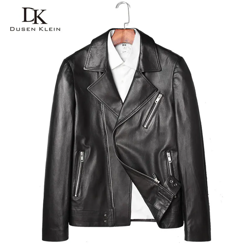 

Dusen Klein Men Genuine Leather Jacket 2018 New Designer Brand Sheepskin Biker Jackets Slim Short Leather Coats Autumn z17020