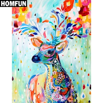 

HOMFUN Full Square/Round Drill 5D DIY Diamond Painting "Aniaml Reindeer" 3D Embroidery Cross Stitch 5D Rhinestone Home Decor