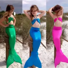 3 Pz Ragazze Bambine Coda Di Sirena Nuotabile, комплект бикини Costumi Da Bagno Nuoto, комплект из 3 предметов, одежда для купания для детей, девочек, Прямая поставка