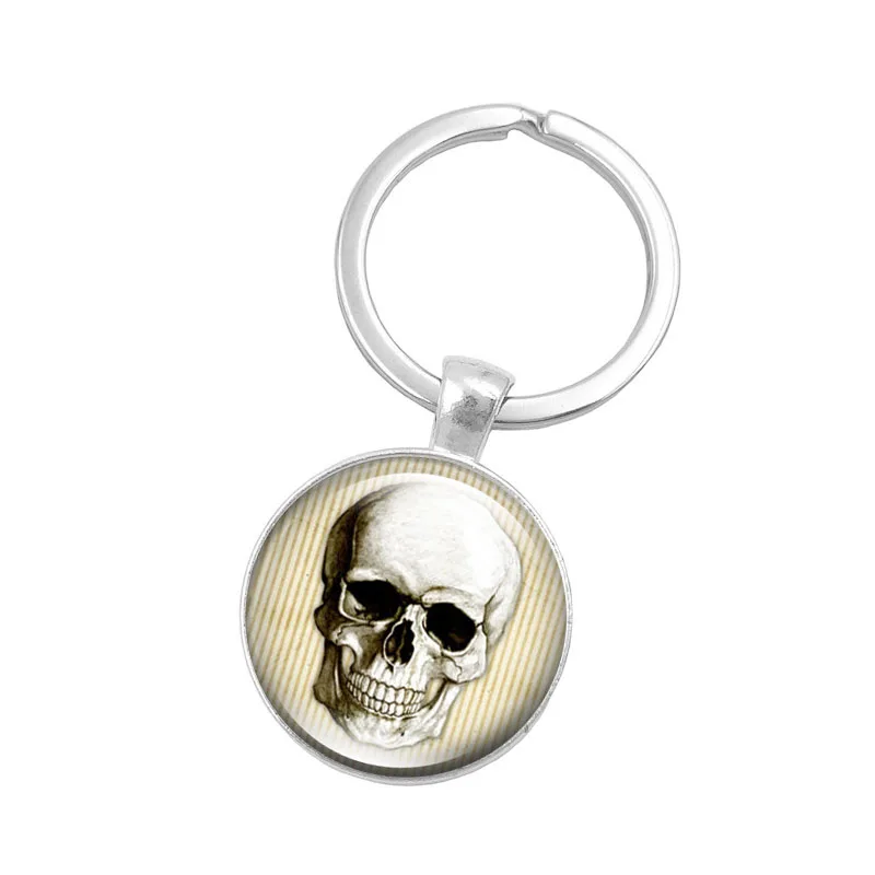 Creative Key Chain Human Skull Art Glass Pendant Keychain Handmade
