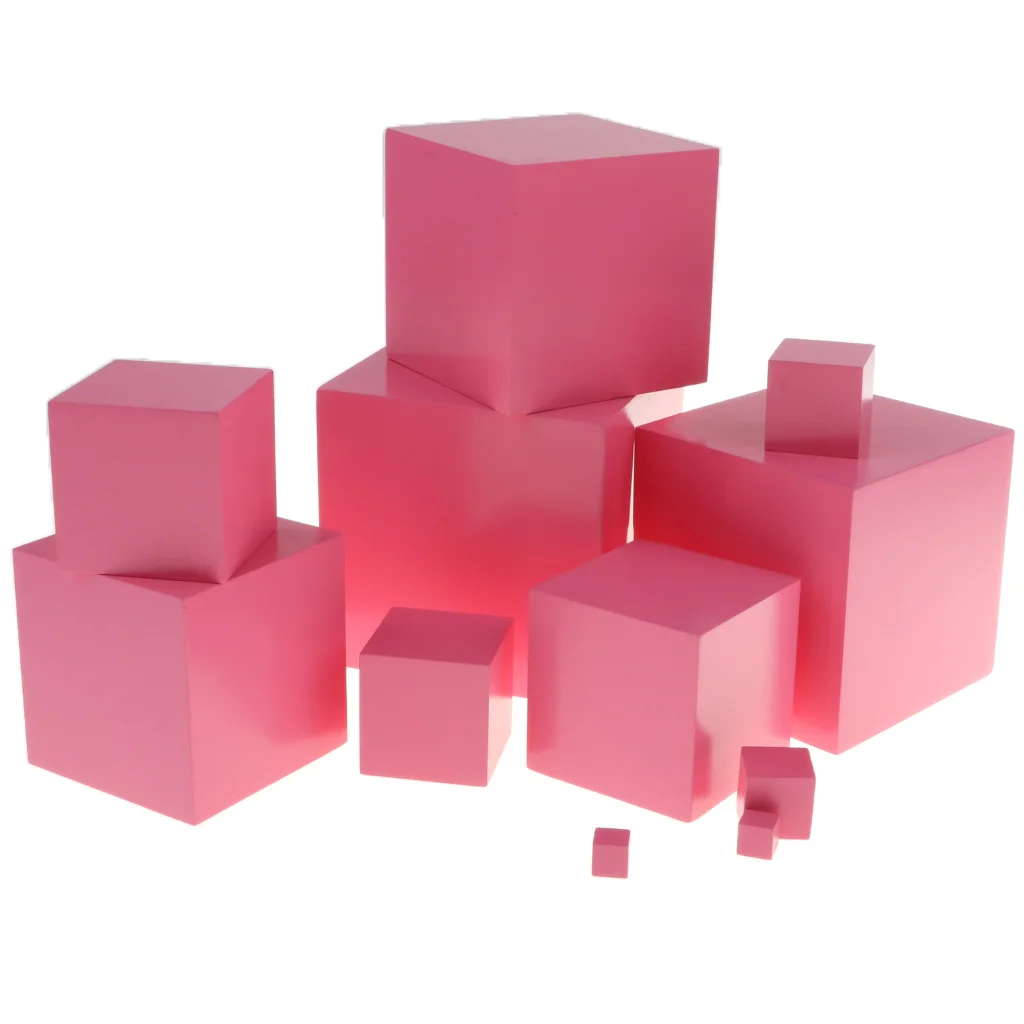 Montessori 10Pcs Wooden Pink Tower Blocks Educational Toys for Baby Toddler
