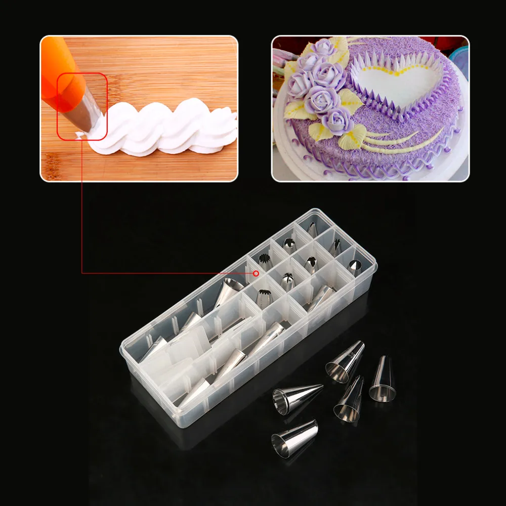 24Pcs/set Large Stainless Steel Icing Piping Nozzles Pastry Tips Set