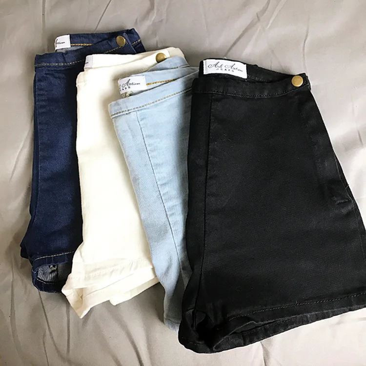 Женские винтажные стильные Стрейчевые джинсовые шорты с высокой талией, летние пляжные узкие пикантные джинсовые шорты для женщин