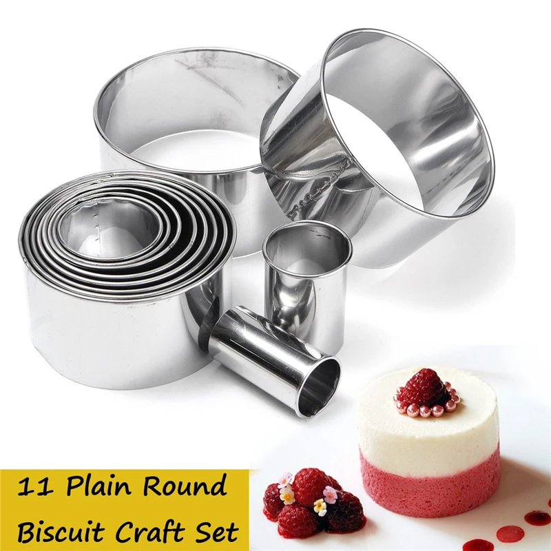 11x Stainless Steel Round Circle Cookie Biscuit Cutter Fondant Cake Paste Mouldmould mould