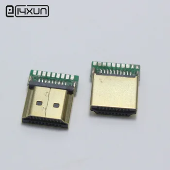 

EClyxun 1pcs Gold-plated HDMI Type A Standard Male Plug with PCB Board 19Pin HDMI Connector (1.4)