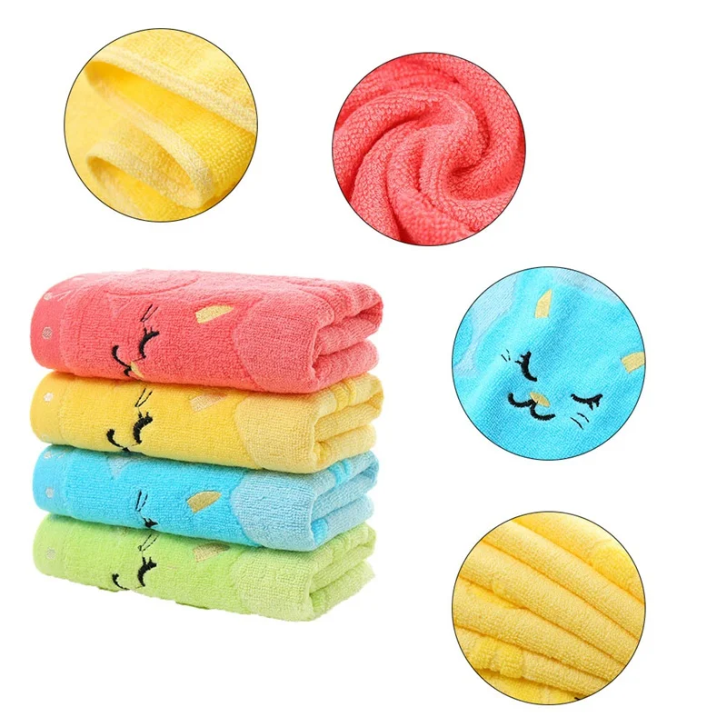 

Children Jacquard Embroidered Washcloth Bathing Feeding Cartoon Baby Towel Newborn Towel Musical Note Cat Wipe Infant