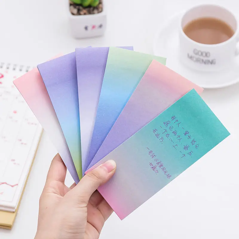 

Coloffice Cute Creative Colorful Long Gradient Color N times Sticky Notes Can be torn Message Notes Memo Pad Office Supplies 1PC