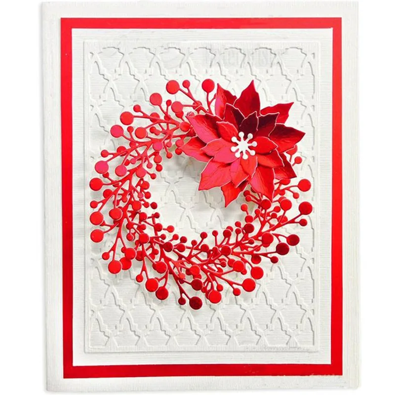 

4pc Christmas Berries Scrapbook Card PAPER CRAFT Made Embossing Stencils Punch METAL CUTTING DIES Leaves Cherry Album