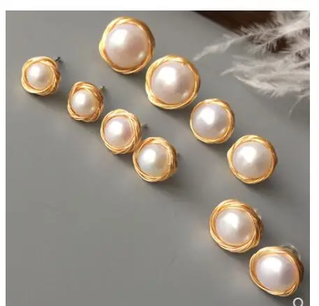 

Original natural freshwater pearl earring manually wound line retro personality fashion Earrings 925 Sterling Silver wedding