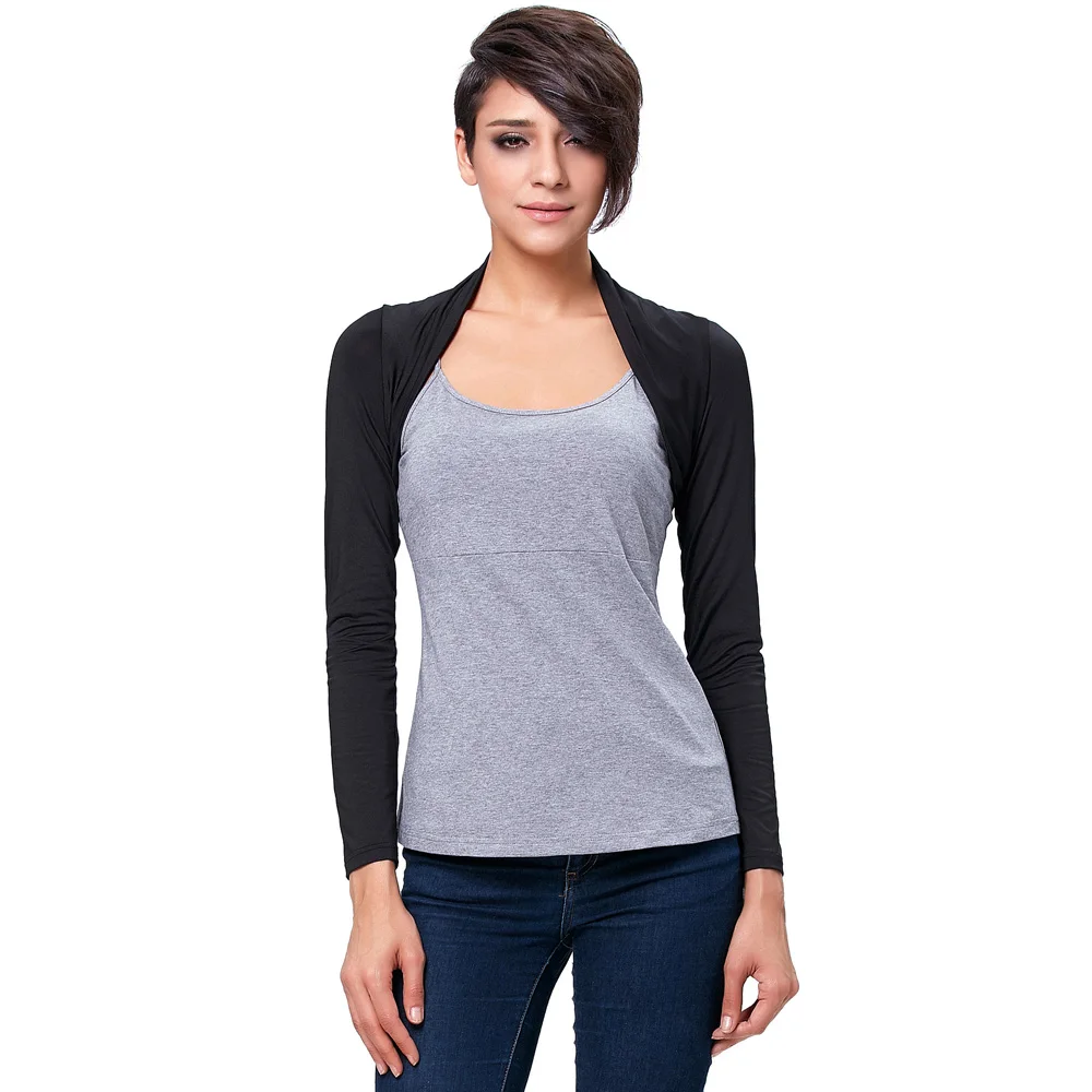 Promo  Belle Poque 2017 Women Ladies Jacket Long Sleeve Comfortable Modal Shrug Open Stitch Solid Bolero S