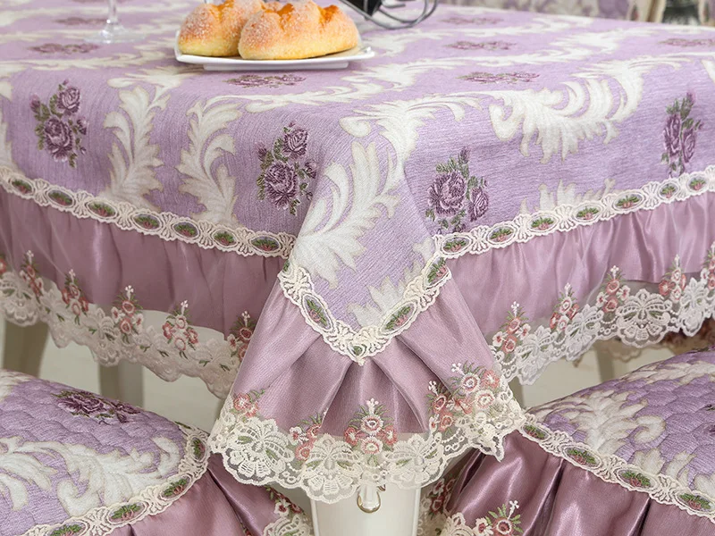 Новая европейская элегантная кружевная скатерть с цветочным принтом для дома из хлопка, набор кухонных скатертей, прямоугольная скатерть для стола стула