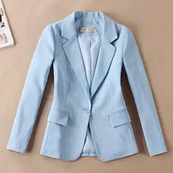 Индивидуальные новые женские синий одной кнопки костюм из двух Костюм из нескольких предметов (куртка + свободные штаны) женские деловой