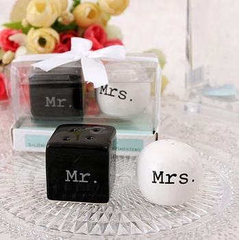 

20pcs =10box /lot mr and mrs ceramic salt and pepper shaker Wedding Gift