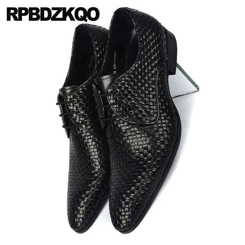 La Italien Italie Taille Rouge Oxfords Noir Européenne Robe Plus Chaussures Tissé Formelle Tressé Noir Bourgogne En Pointu Cuir Véritable Hommes vin Bout pqITq
