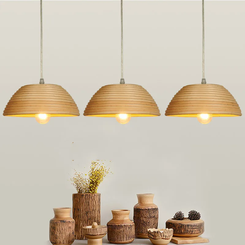 

Solid wood led rattan chandelier lighting simple restaurant lamp personality bar chandelier single head led light