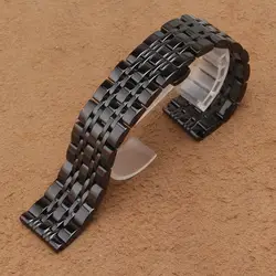 Новая мода металлический ремешок для часов браслет черный, серебристый цвет полированного металла часы ремешок 14 мм 16 мм 18 мм 20 мм 22 мм