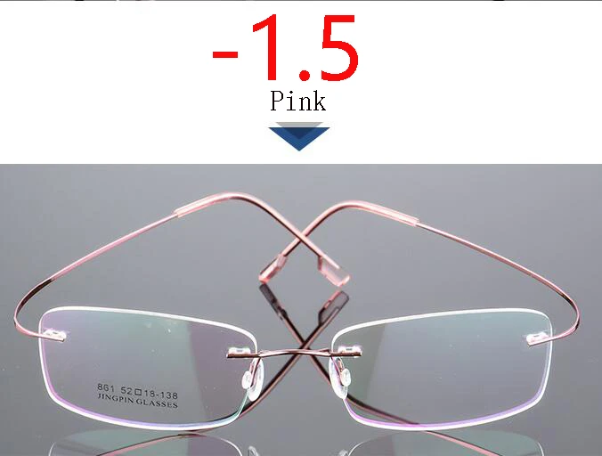 Покрытие сверхэластичные бескаркасные очки для близорукости для мужчин и женщин без оправы Сверхлегкая оправа Очки для близорукости 100~ 400 градусов - Цвет оправы: Myopia 150