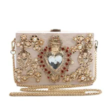 Новинка, модная классическая сумка с бриллиантами, ручная сумка на плечо, цветок, жемчужная цепь, вечерняя сумка, Ретро стиль, женская сумка
