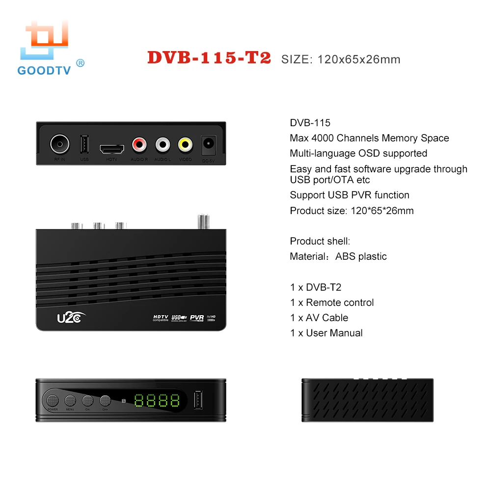 U2C DVB-T مربع التلفزيون الذكية HDMI DVB-T2 T2 STB H.264 HD التلفزيون الرقمي الأرضي استقبال DVB T/T2 قمة مجموعة صناديق الشحن التلفزيون روسيا