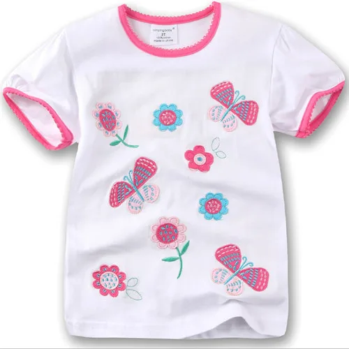 Jumping/летние футболки для девочек брендовая модная детская одежда в полоску с аппликацией в виде прыжков и динозавров Детские футболки 18 мес.-6 лет - Цвет: T6044