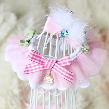 

Dogs Drool Towel Pet Scarf Teddy Collar Lovely Princess Lace Bib small dogs leung bib collar+hairpin