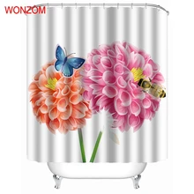 WONZOM Chrysanthemum Shower Curtain Fabric Bathroom Decor Decoration Cortina De Bano Polyester Butterfly Bath Curtain With Hooks WONZOM Chrysanthemum Shower Curtain Fabric Bathroom Decor Decoration Cortina De Bano Polyester Butterfly Bath Curtain With Hooks