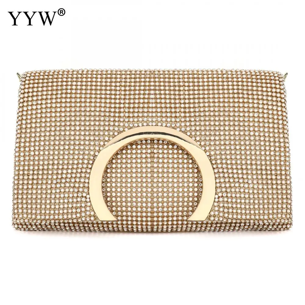 

Hot Rhinestone Elegant Shoulder Clutch Bag For Women Evening Party Bags Gold Black Silver Day Clutch Purse Bolsa Feminina
