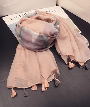 

KYQIAO Women scarf luxury brand female autumn winter Spain style elegant classic long watercolour pattern scarves cape shawl