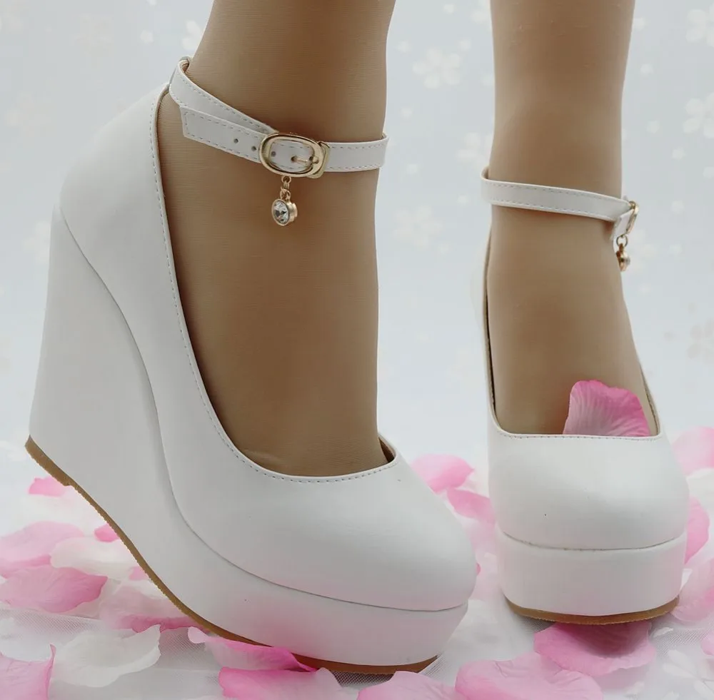 MIUBU белые туфли-танкетки для Женские туфли с платформой на высоком каблуке туфли-лодочки на танкетке белого цвета обувь на высоком каблуке платформа, танкетка, каблук