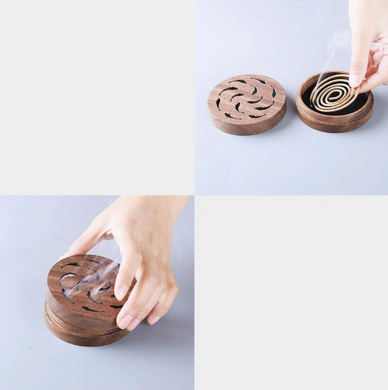 Xiaomi Incense burner Lucky charm Black walnut Material Oriental Aesthetics Holder Handmade Censer for House Office Decoration (9)
