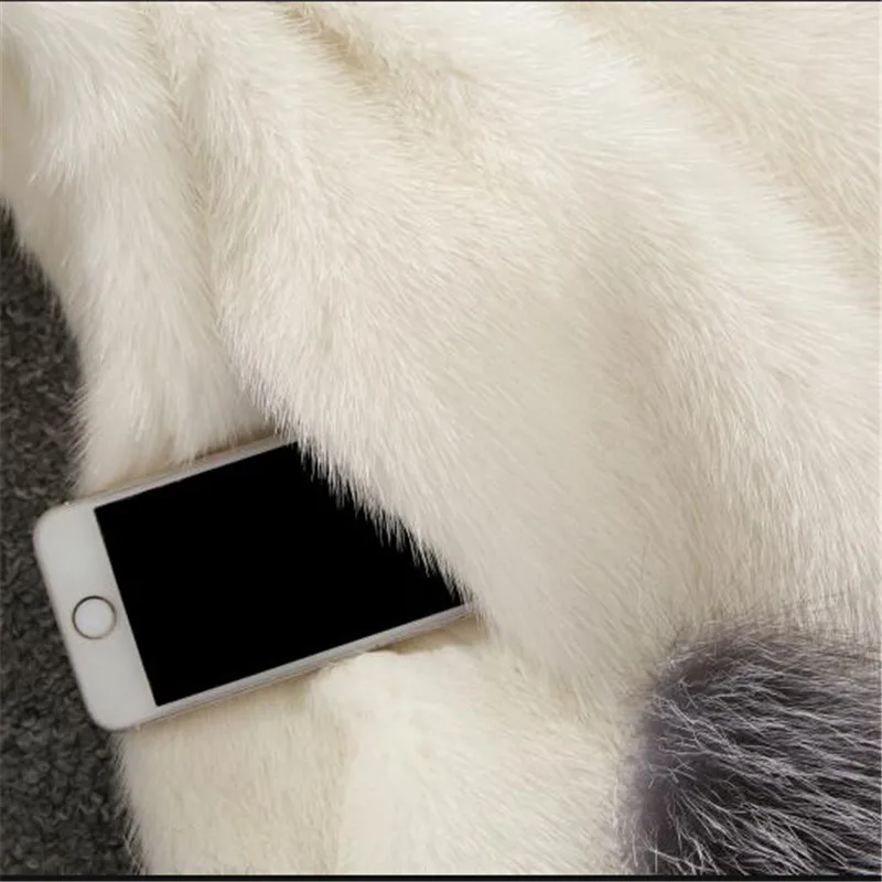 Qualité Parka Vison Imité Pur Dernière Manteau Haute Chantiers Vêtements Couleur De Fourrure Grands black White Femmes Capuchon B135 À 6q55Z