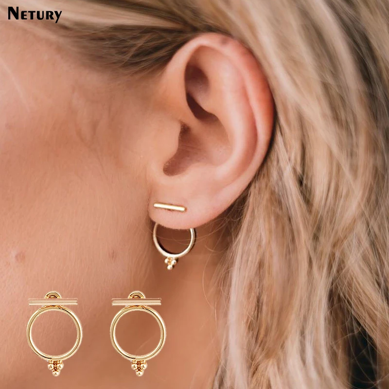 

New simple Round Europe style gold earring for Women Metal Classic combination design fashion wild business casual in the drop