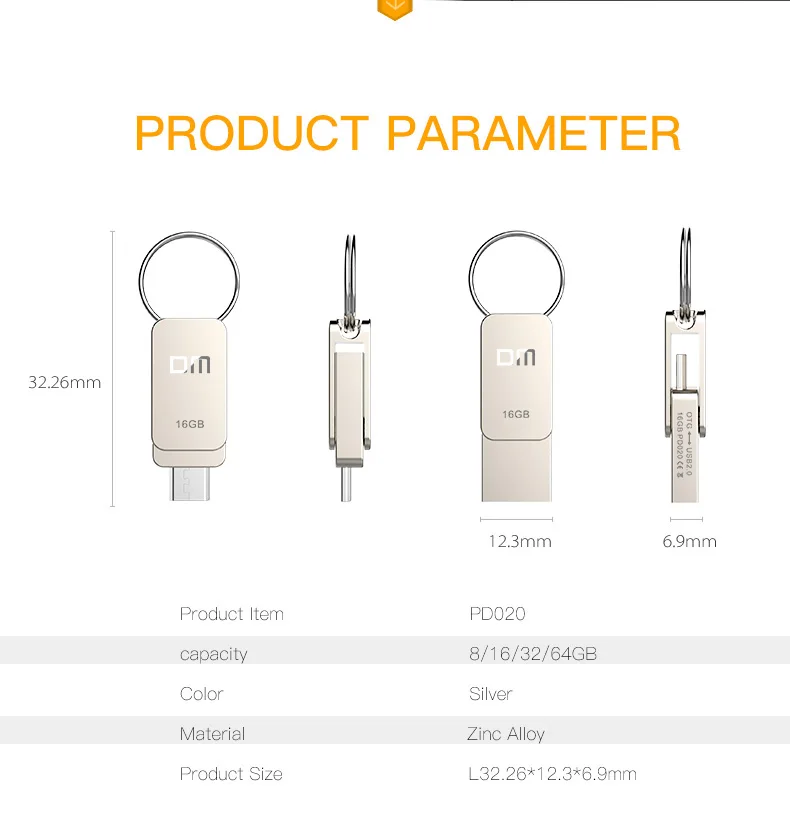 OTG флеш-диск USB 2,0 64 ГБ с двойным разъемом для OTG смартфона и компьютера 32 Гб 16 Гб Водонепроницаемый