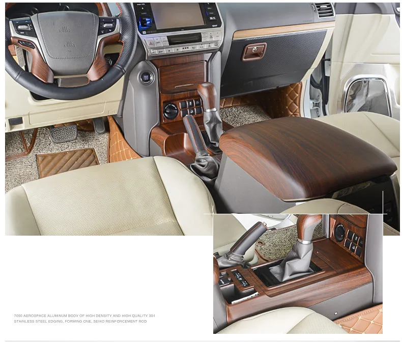 

For Toyota Land Cruiser Prado FJ150 2018 internal Luxury Wood Grain Dash Trim cover Decorative stickers Kit Car Styling