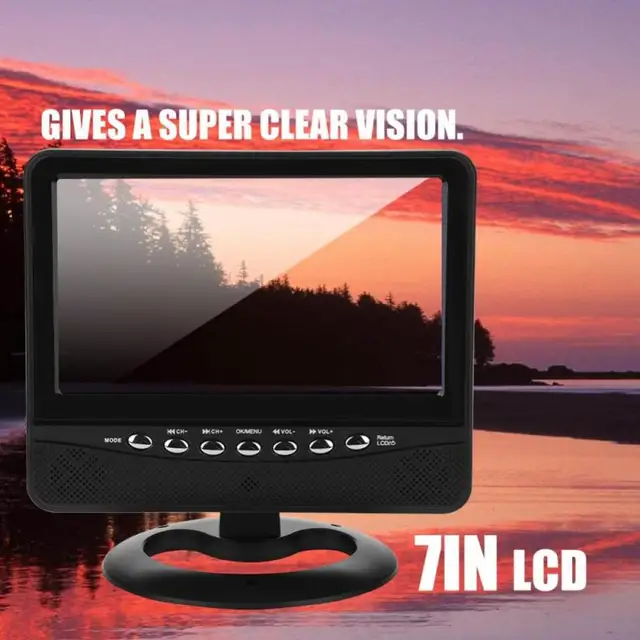 7″ HD Car Analog Televison Portable TFT LCD Analog TV Support FM Radio SD Card USB ATV for MP3/MP4/JPEG/DIVX/AVI/MPG/VOB US Plug