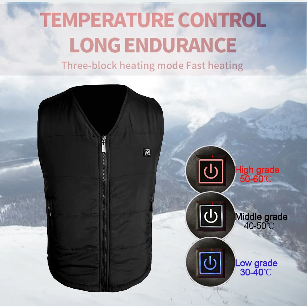 Men Fashion Electric Heated Vest Winter Warm Thermal Heating Vest 3