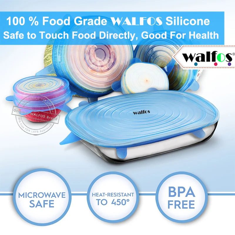 WALFOS Silicon Stretch Lids Universal Lid Silicone Food Wrap Bowl Pot Lid Silicone Cover Pan Cooking Kitchen Accessories silicone covers,bowl cover,silicone pot lid
