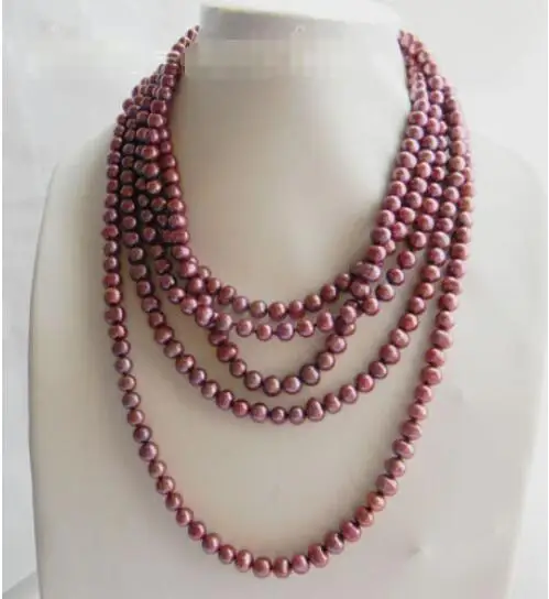 

Hot sale new Style >>>>>100'' 8mm Purple Round Freshwater Pearl Necklace