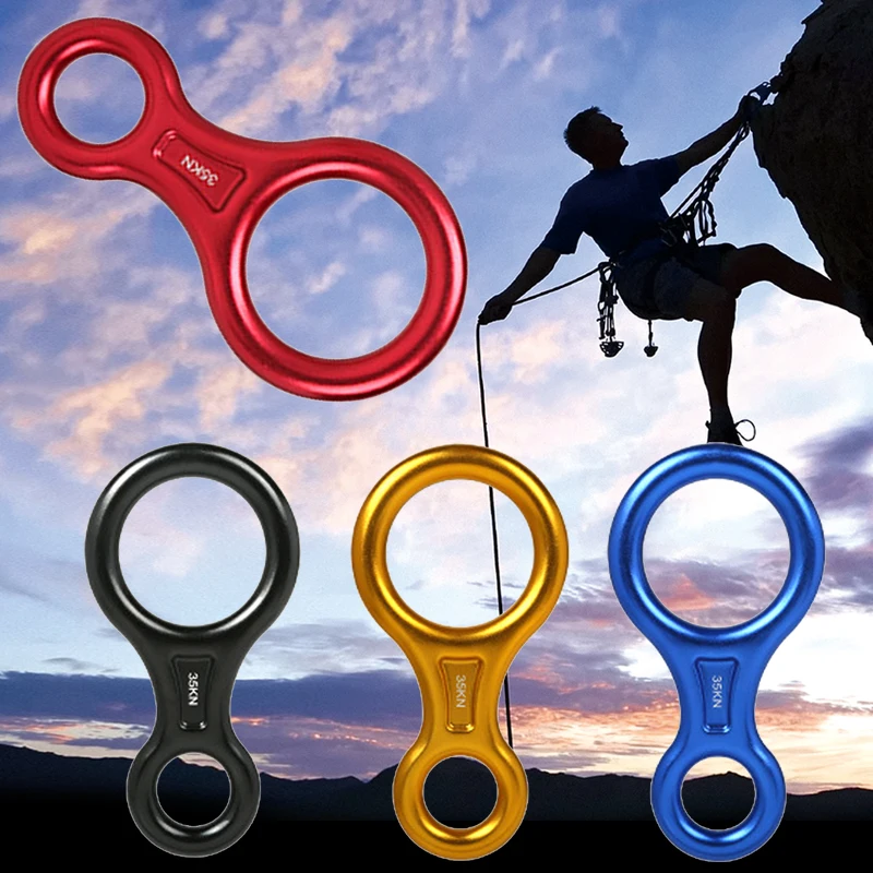 

Aluminum 35KN Figure 8 Descender Rock Climbing Rappelling Belay Device Rescue Gear Canyoning Eight Ring Downhill Equipment