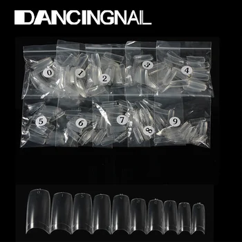 

Wholesale French 500Pcs Clear Half Transparent Acrylic UV Gel Manicures Fake False Nails Nail Art Tips Tools