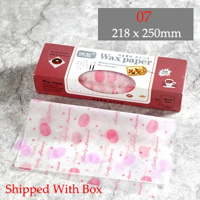 50Pcs/Lot Wax Paper Food-grade Grease Paper Food Wrappers Wrapping Paper for Bread Sandwich Burger Fries Oilpaper Baking Tools - Цвет: 07 With Box