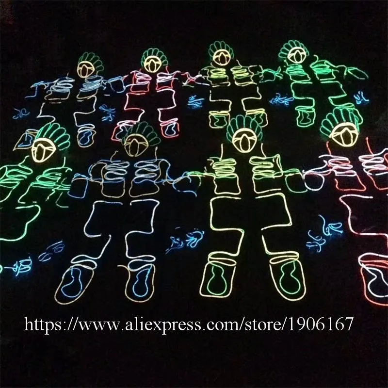 Special Offers Led Cold Light Robot Suit El Wire Stage Performance Ballroom Costume Tron Dance Luminous Clothes Party TV Show Clothing
