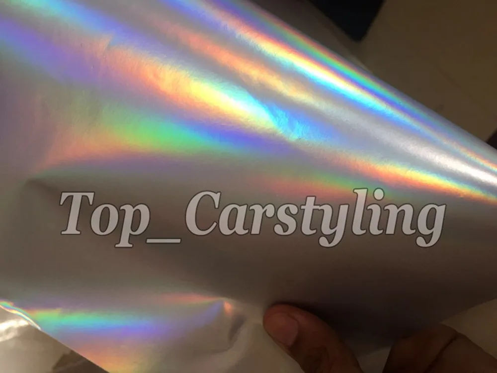 matte holographic silver flip flop car wrapping film with air free hologram (4)