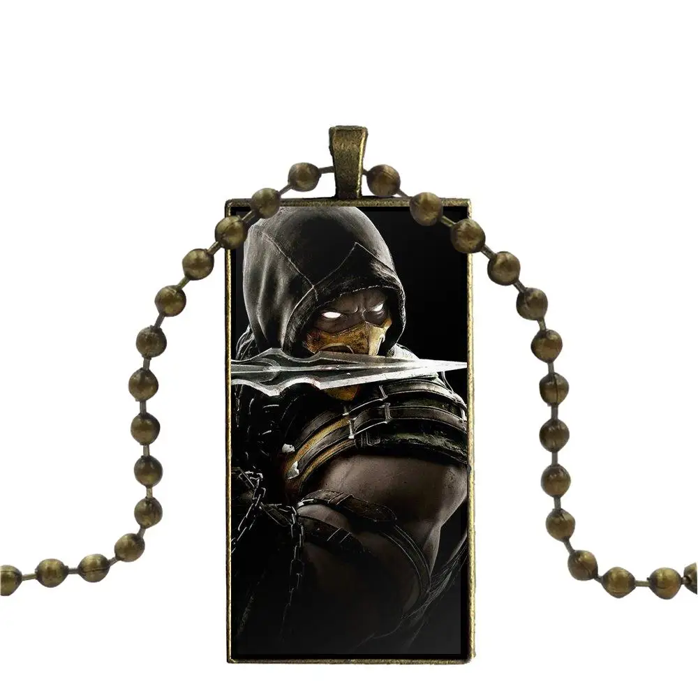 EJ glaze Scorpion Mortal Kombat ювелирное изделие с бронзовым покрытием стекло колье кабошоном