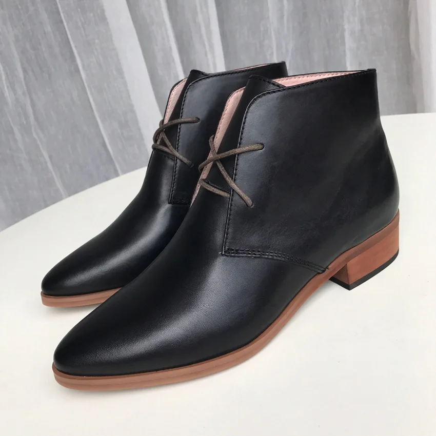 Martin Botas Mujer Bottes À Bottines Noir Noir orange Brun Véritable Plat Femmes Lacets Cuir vnUWTSgf