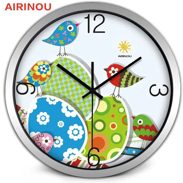 Airinou простые тихие джунгли пасторальный мультфильм Птицы кварцевые стеклянные часы, настенные часы 10 дюймов 12 дюймов 14 дюймов - Цвет: A005S