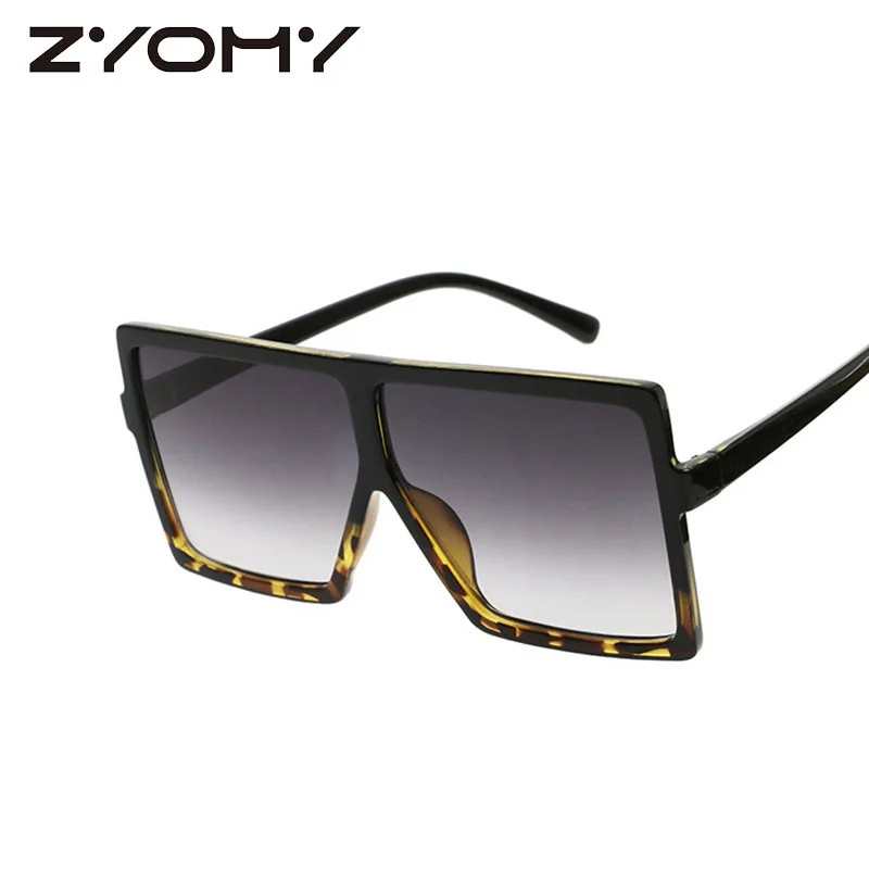 Большая оправа, градиентные негабаритные солнцезащитные очки, квадратные брендовые дизайнерские винтажные женские модные солнцезащитные очки Oculos De Sol UV400 - Цвет линз: C12 Black Leopard