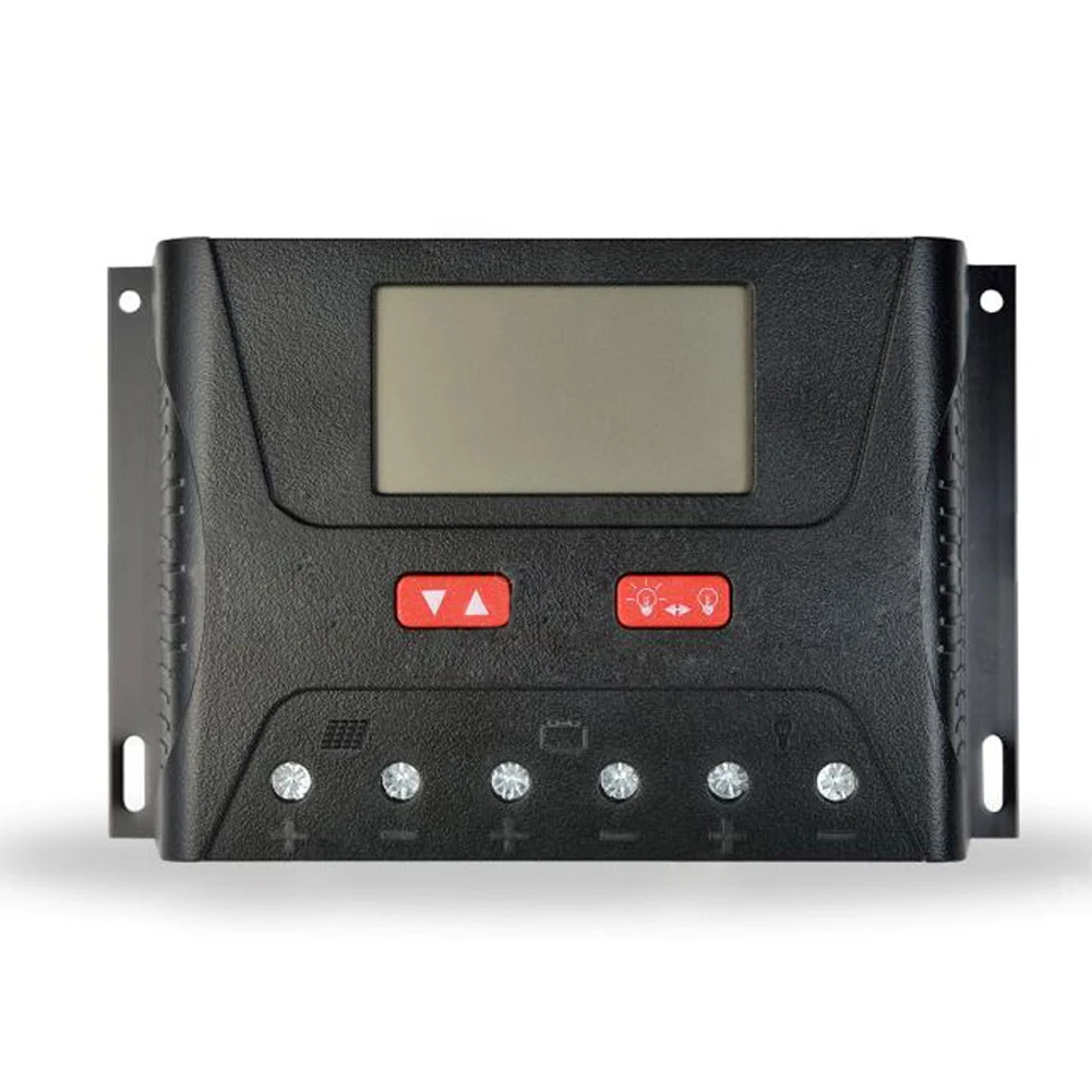 

12V 24V PWM LCD Display Auto Panels Solar Controller Home Press Button Charge Regulator Indicator USB Port Easy Install