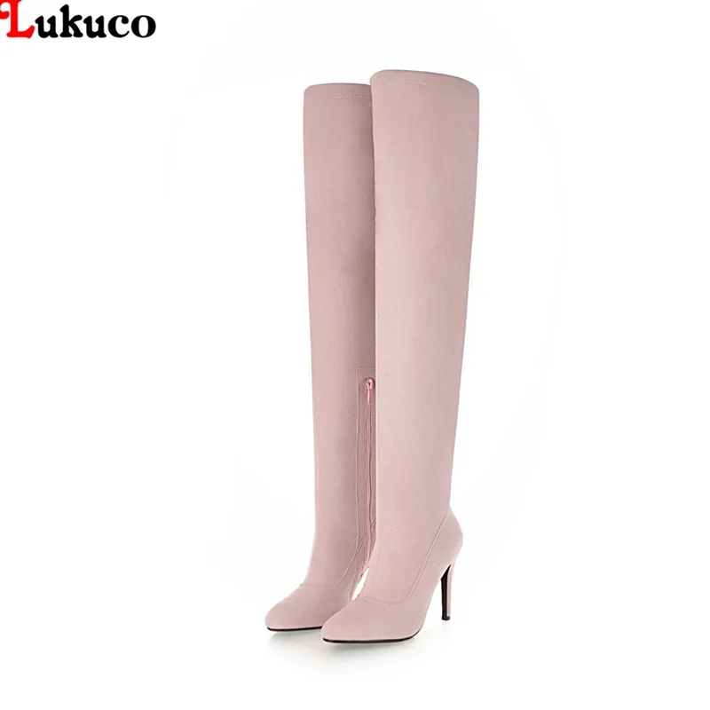 

Large Size 43 44 45 46 47 48 Over The Knee Boots Thin Heel Pointed Toe Riding Boot High Quality Handmade Short Plush Pumps Women