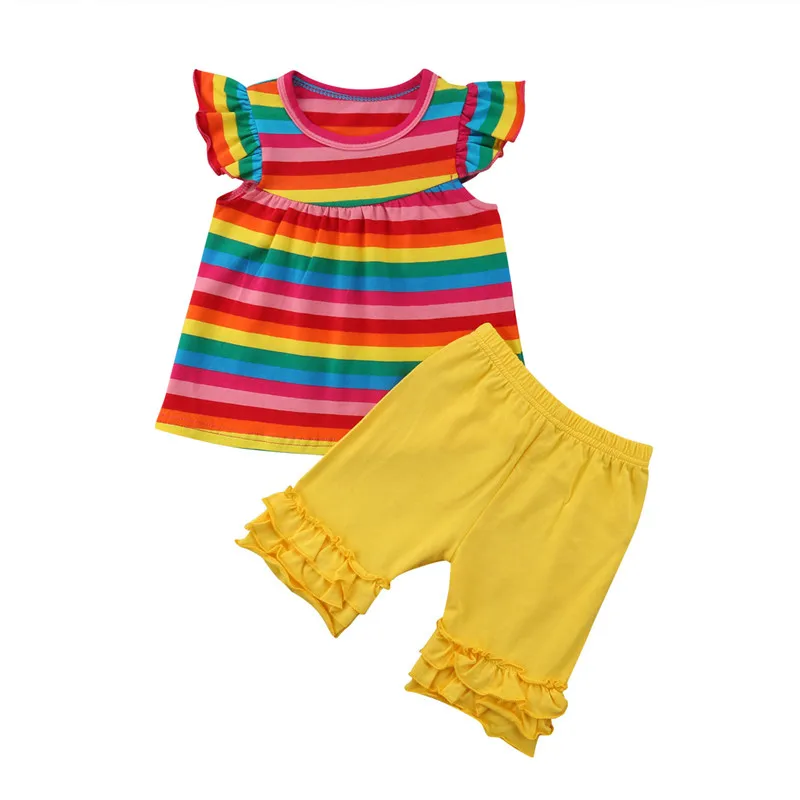 Buy Summer Newborn Baby Girl Clothes Rainbow Dress Top